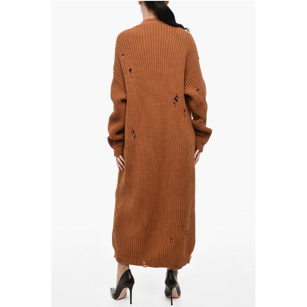 Dsquared² Vintage Effect Cotton and Nylon Maxi Cardigan