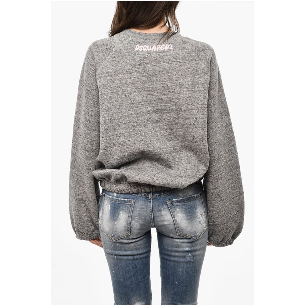 Dsquared² Fleeced-Cotton Crew-neck Sweatshirt with Embossed Detail