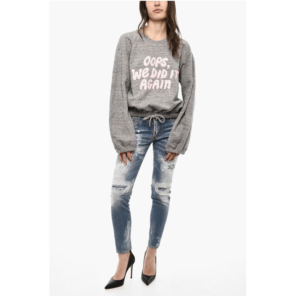 Dsquared² Fleeced-Cotton Crew-neck Sweatshirt with Embossed Detail