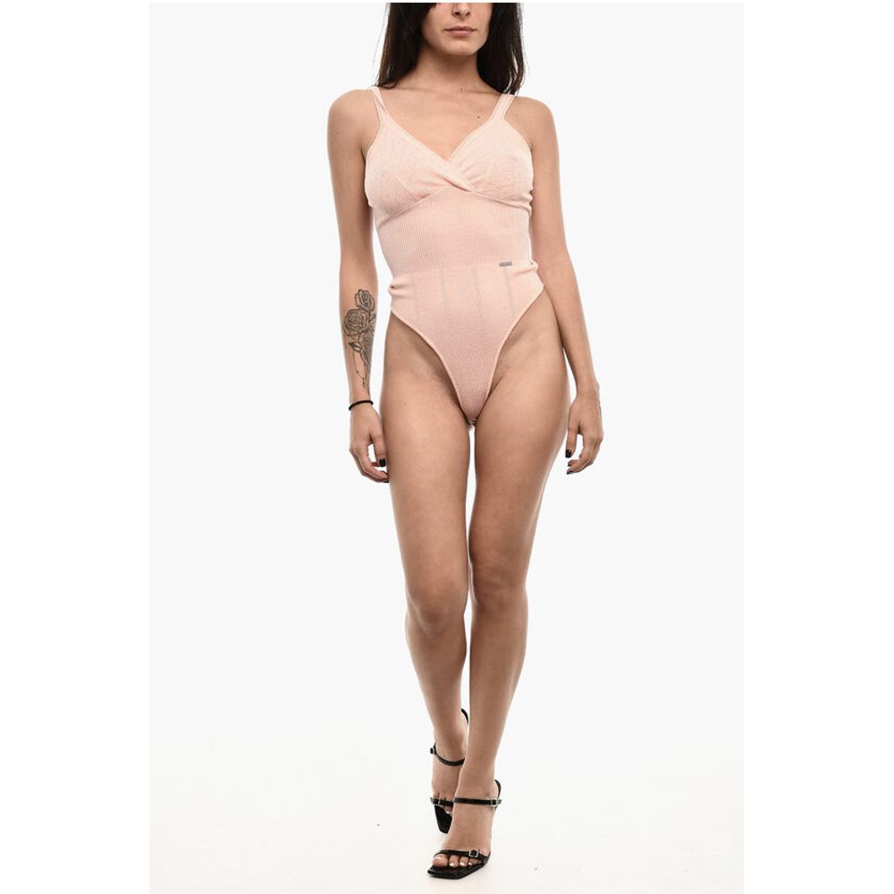 Dsquared² V-Neck Perforated Wool Body With Ribbed Details