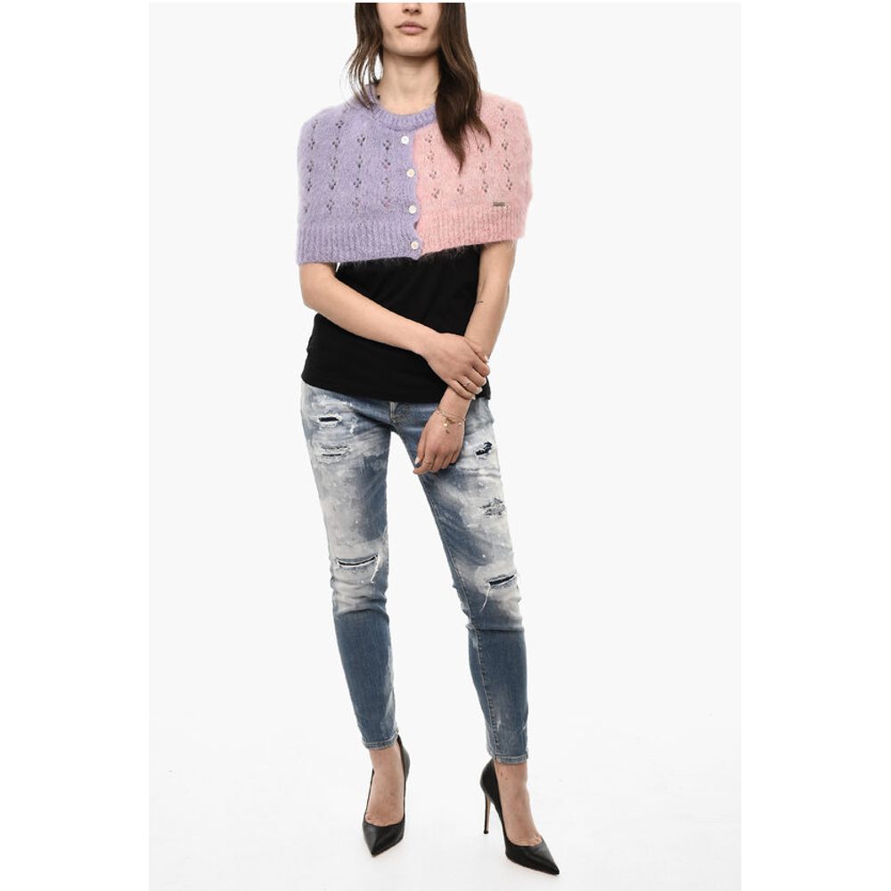 Dsquared² Two-Tone Cropped Cape with Cut Out Details