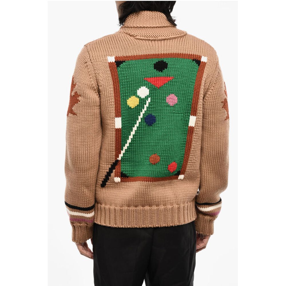 Dsquared² Embroidered Maxi Sweater with Hood and Zip Closure