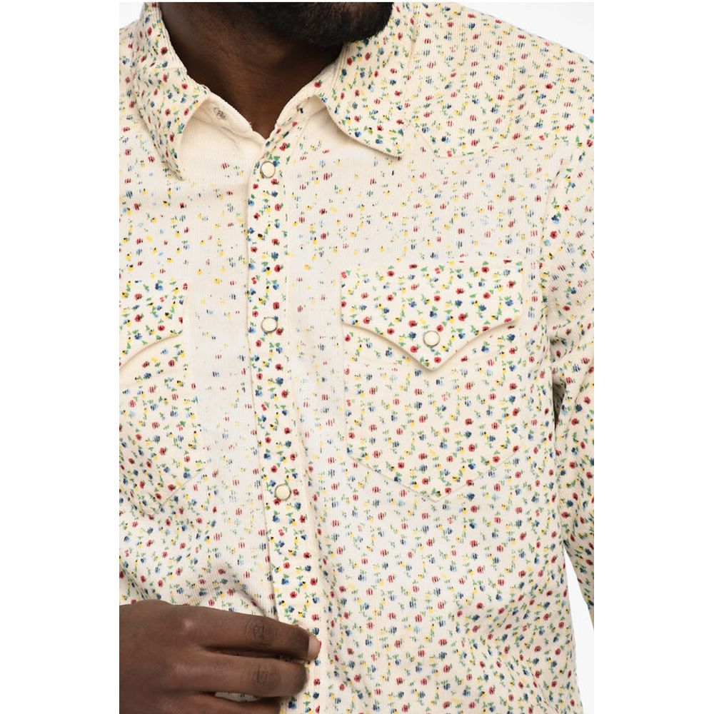Dsquared² Floral-Motif Courduroy Shirt
