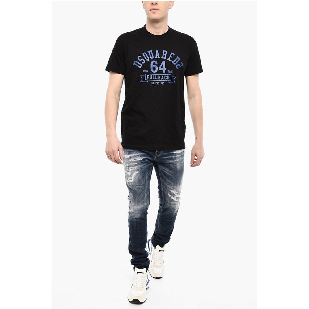 Dsquared² Cotton Crew-neck T-shirt with Contrasting Print