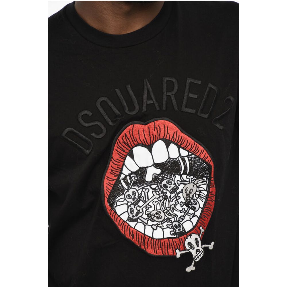 Dsquared² Cotton Crew-neck T-shirt with Frontal Embroidery