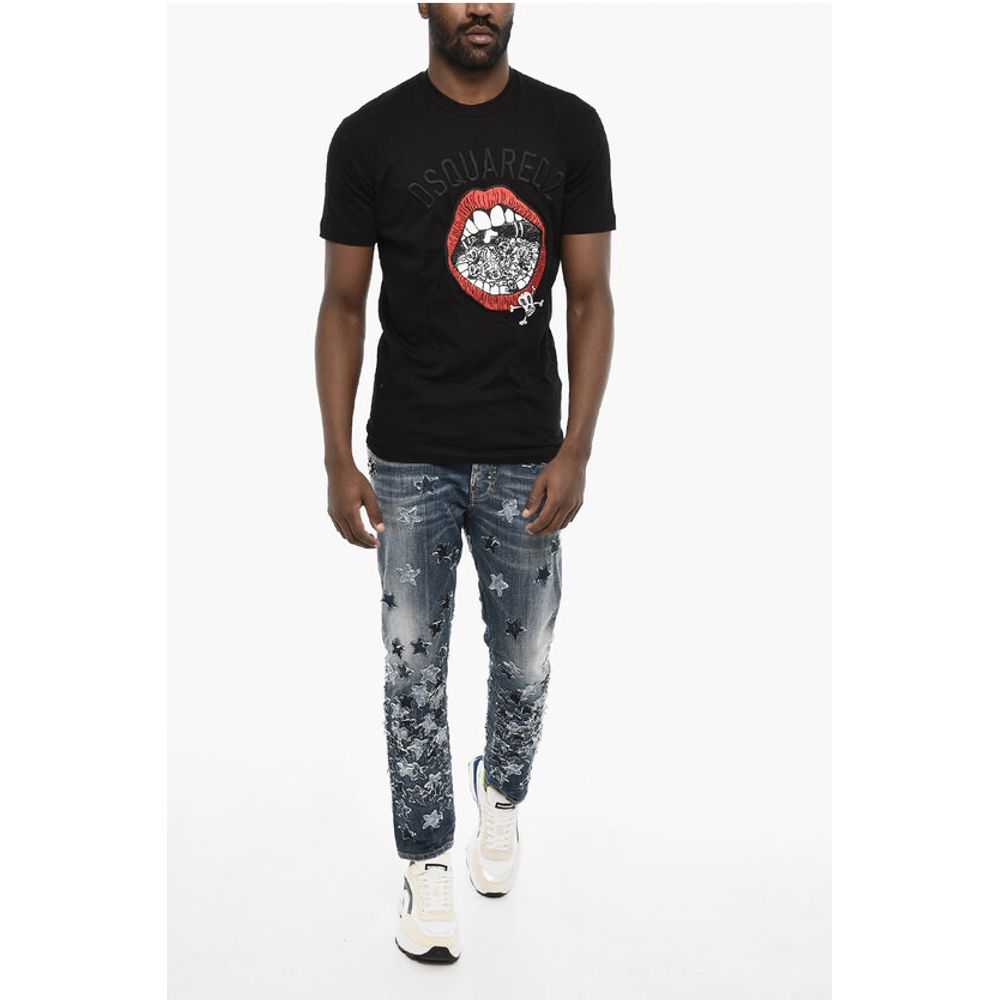 Dsquared² Cotton Crew-neck T-shirt with Frontal Embroidery