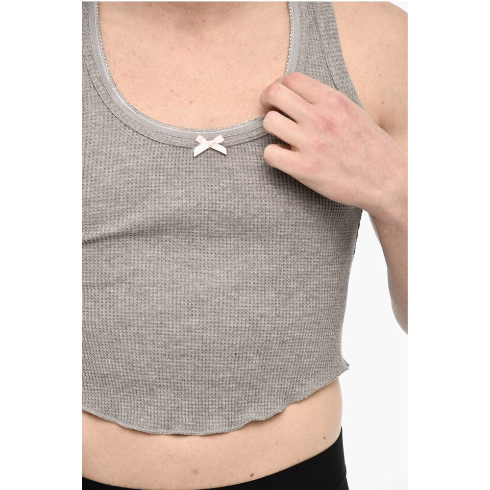 Dsquared² Cotton Cropped Underwear Top With Bow