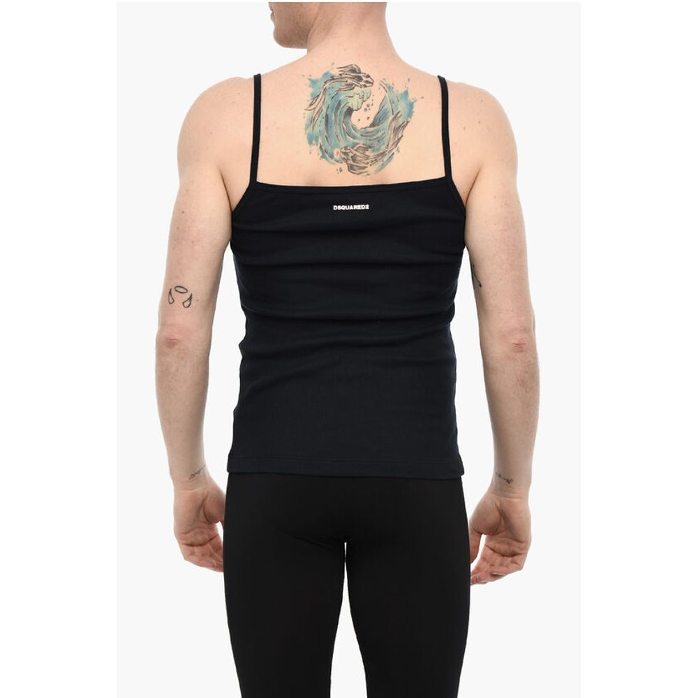 Dsquared² Ribbed Underwear Tank Top With Lace Detail