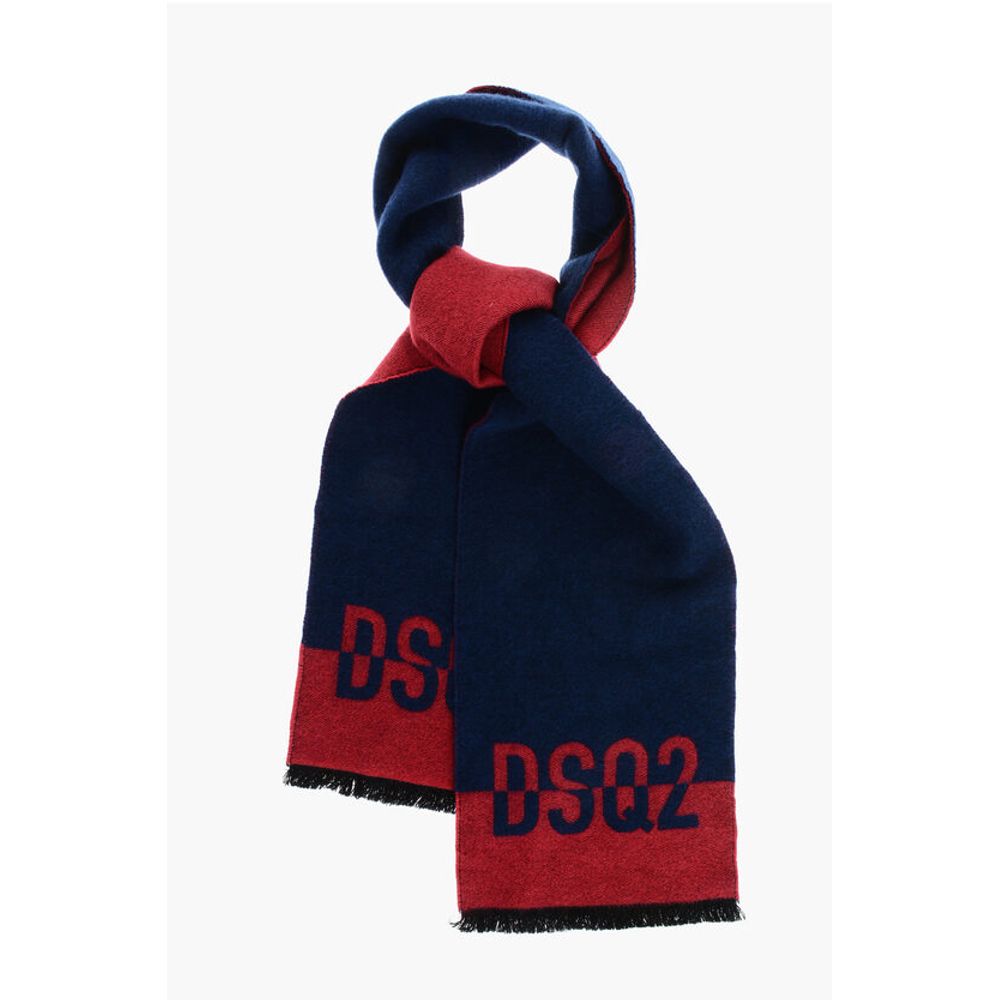 Dsquared² Two-Tone Virgin Wool Scarf with Fringes