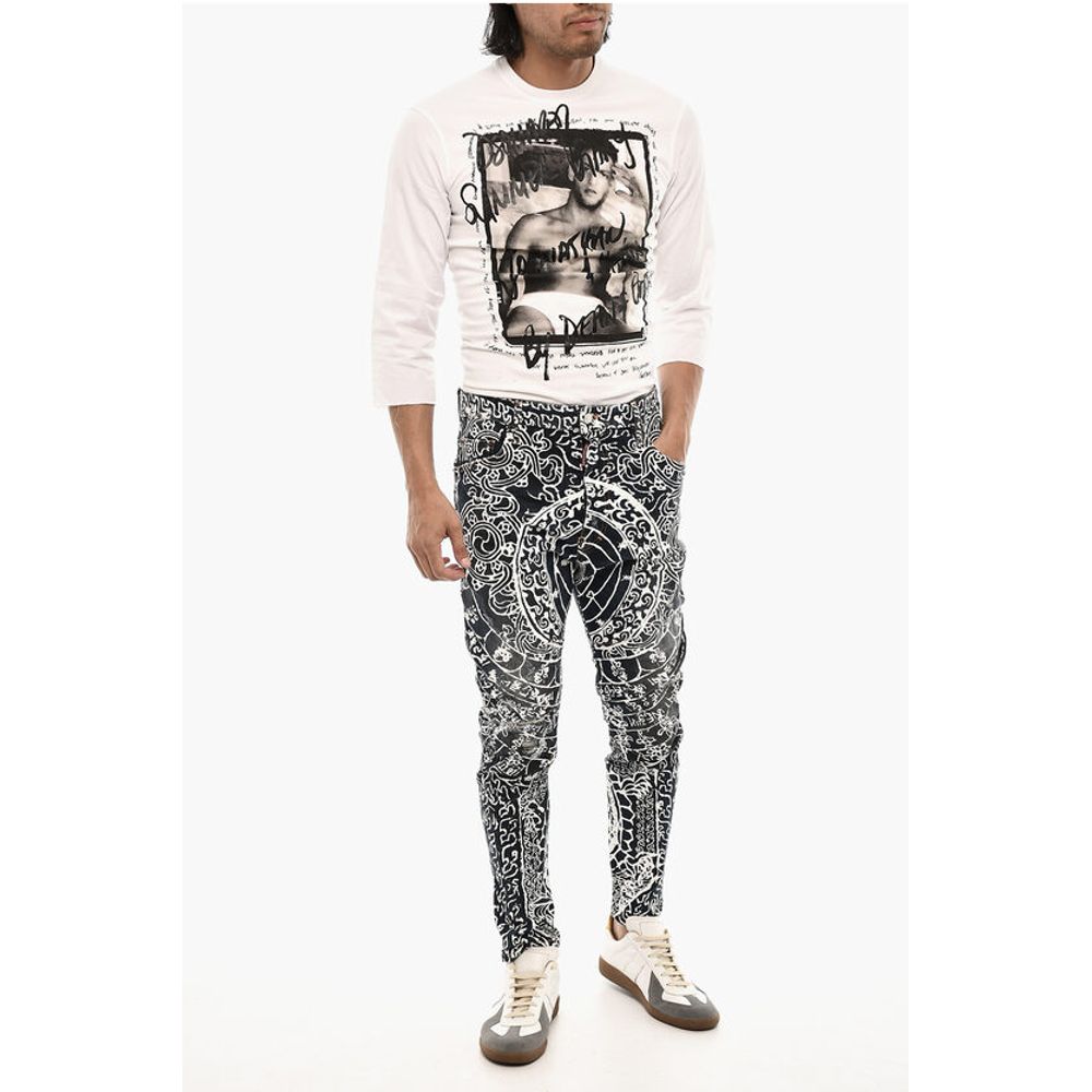 Dsquared² Slim Fit High Waisted Jeans With Allover Print 16 cm