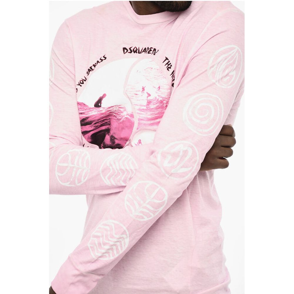 Dsquared² Acid Wash Effect Long Sleeve Crew-neck T-shirt