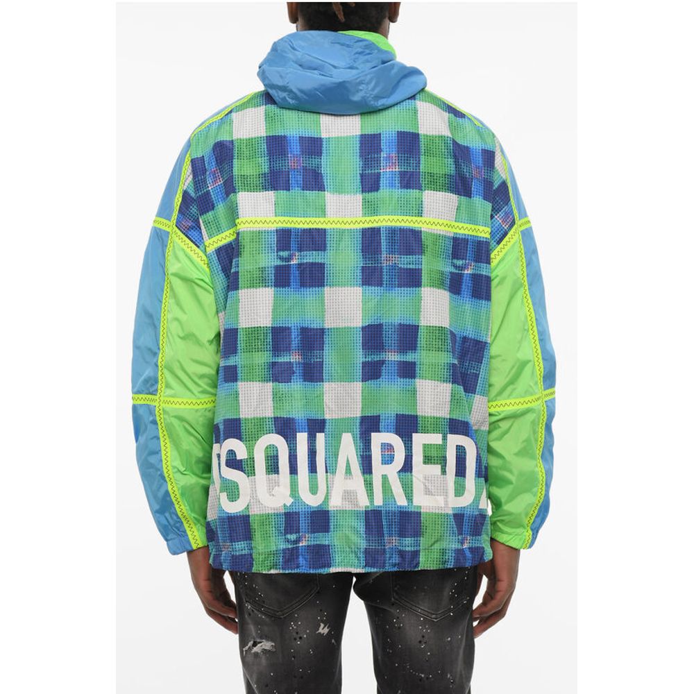 Dsquared² Acid Wash Effect Check Jacket with Hood