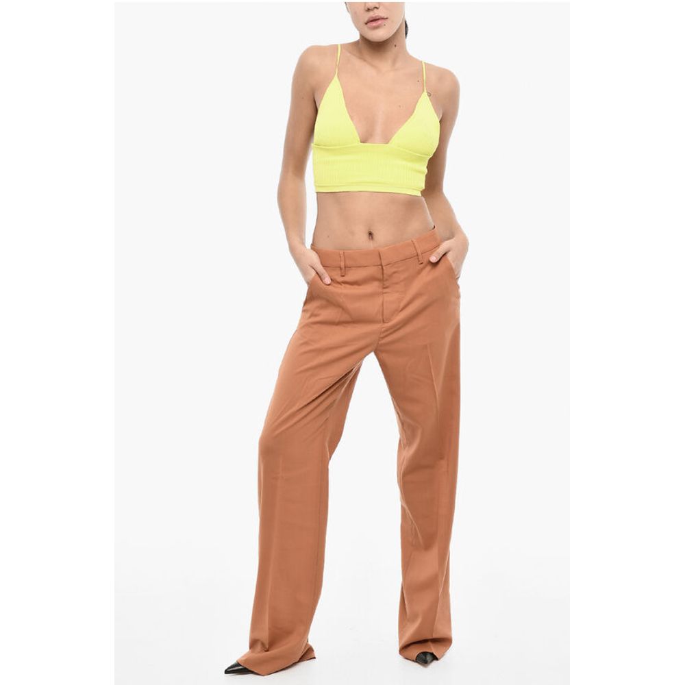 Dsquared² Deep Neckline Ribbed Cropped Top