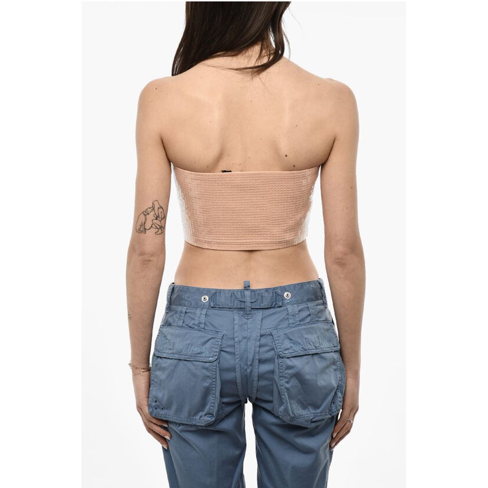 Dsquared² Strapless Sequined Cropped Top