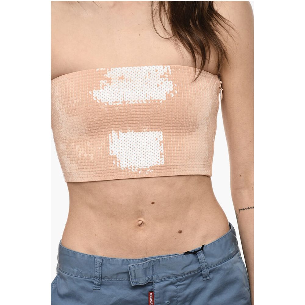 Dsquared² Strapless Sequined Cropped Top