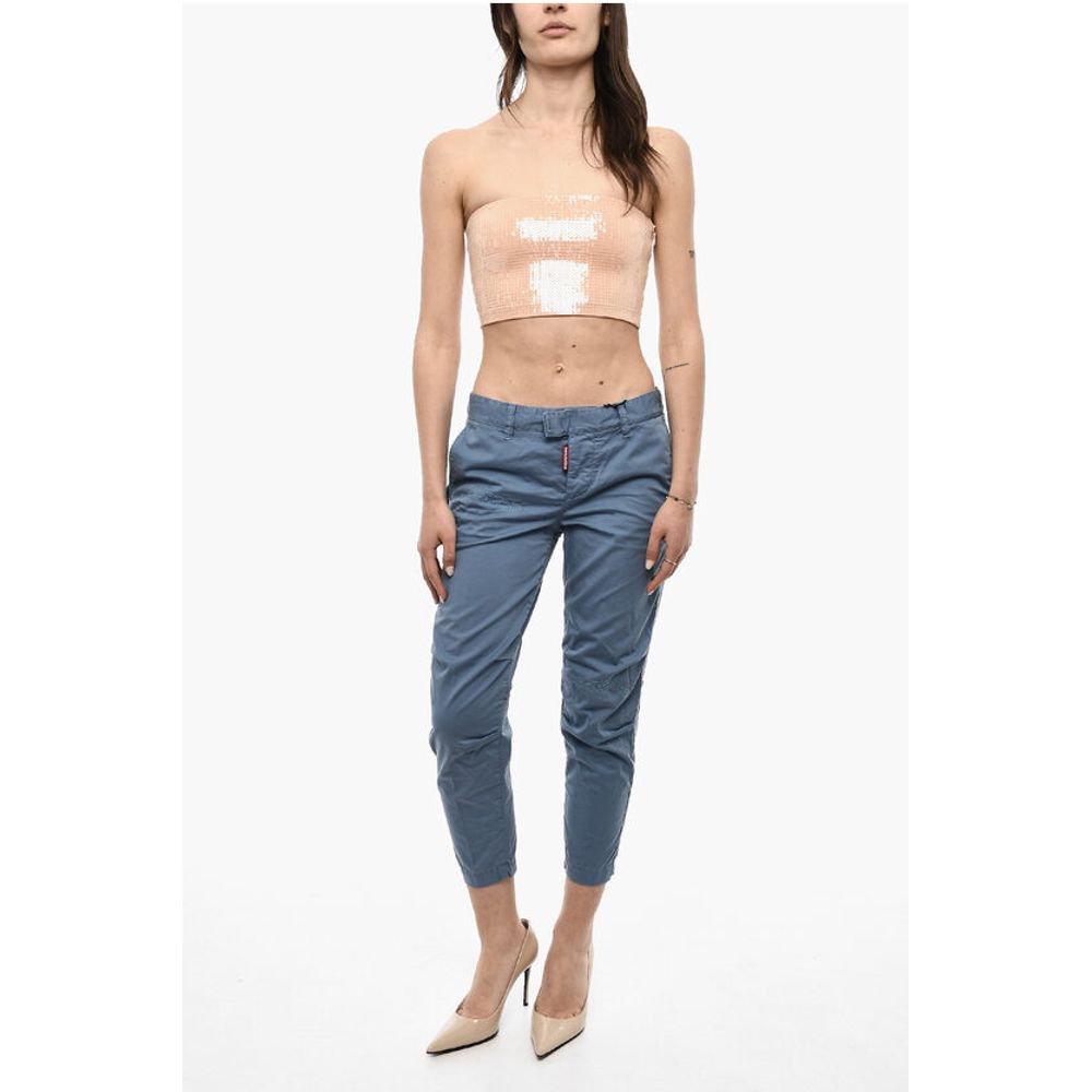 Dsquared² Strapless Sequined Cropped Top