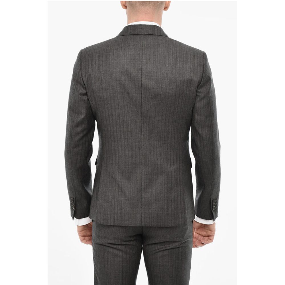 Dsquared² Pinstriped Single Breasted Wool Suit With Peak Lapel