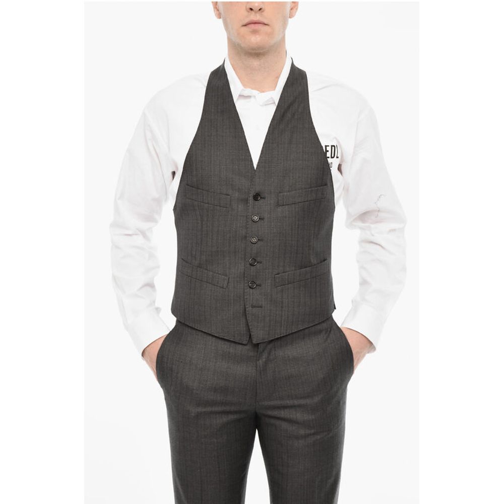 Dsquared² Pinstriped Single Breasted Wool Suit With Peak Lapel