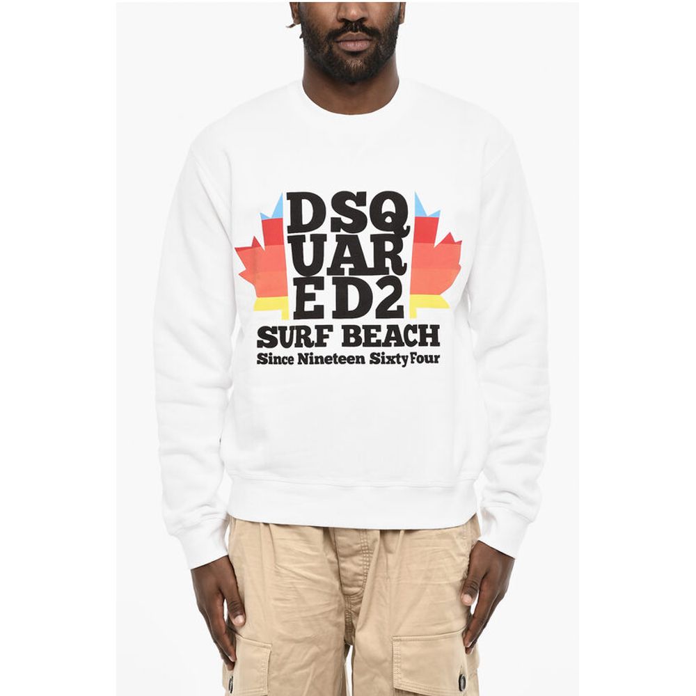 Dsquared² Fleeced-Cotton Crew-Neck Sweatshirt with Print