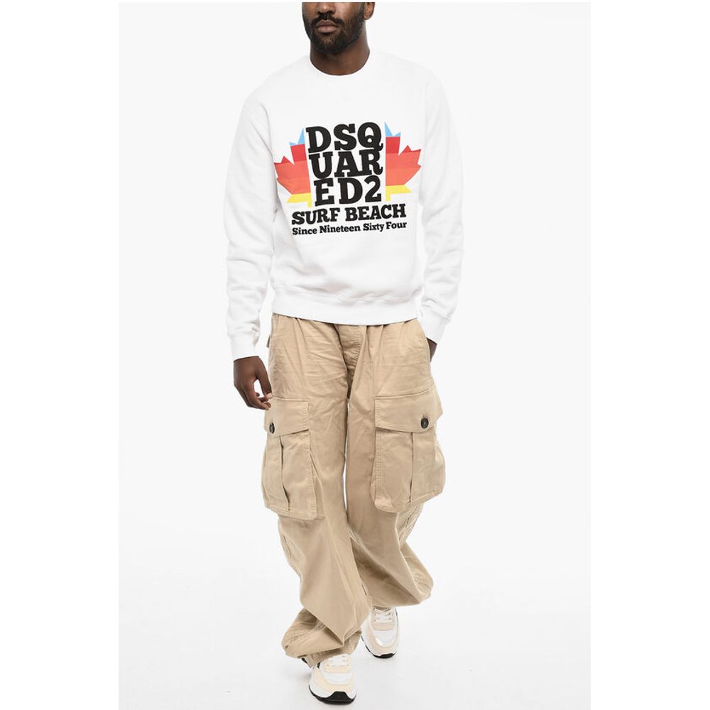 Dsquared² Fleeced-Cotton Crew-Neck Sweatshirt with Print