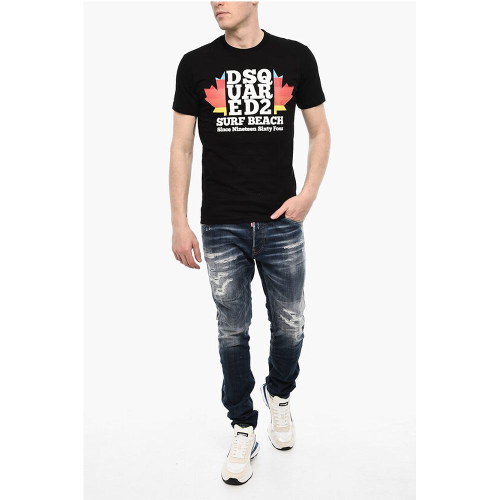 Dsquared² Cotton Crew-neck T-shirt with Frontal Maxi Print