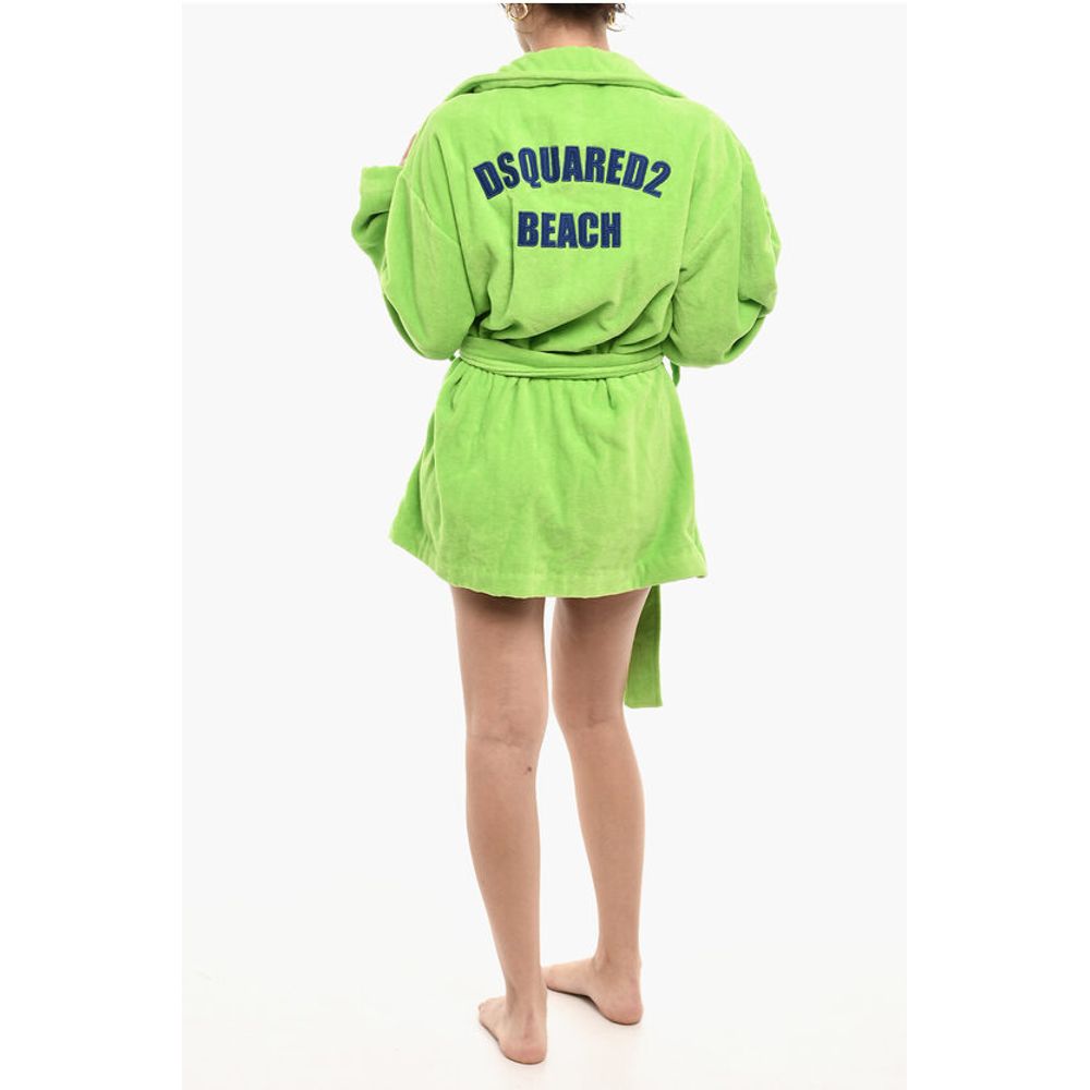 Dsquared² Cotton Terry Beach Bathrobe With Embroidery