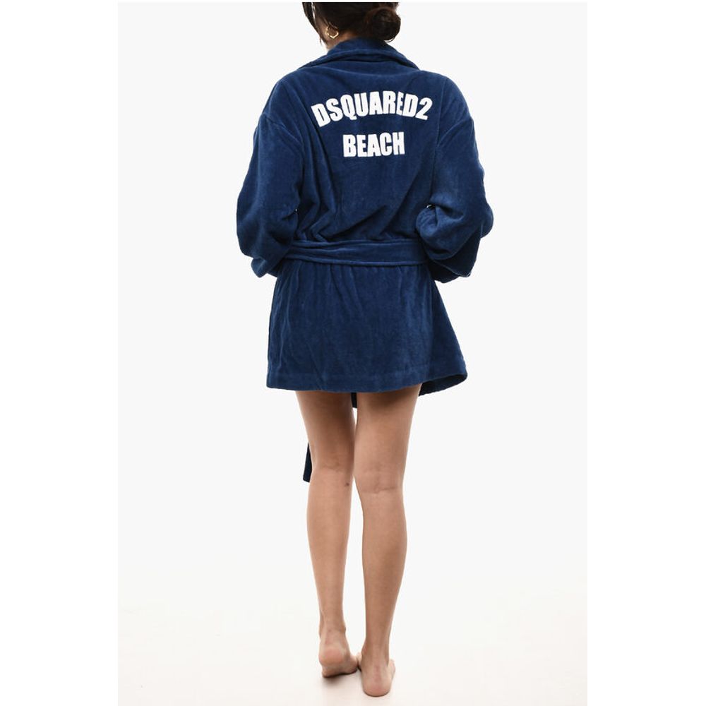 Dsquared² Cotton Terry Beach Bathrobe With Embroidery