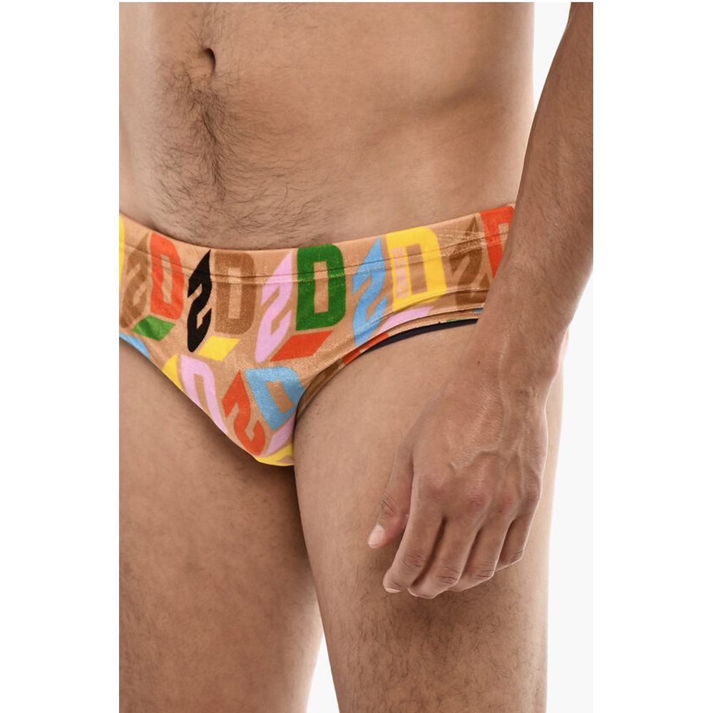 Dsquared² Slip Velour Swimsuit Allover Logo
