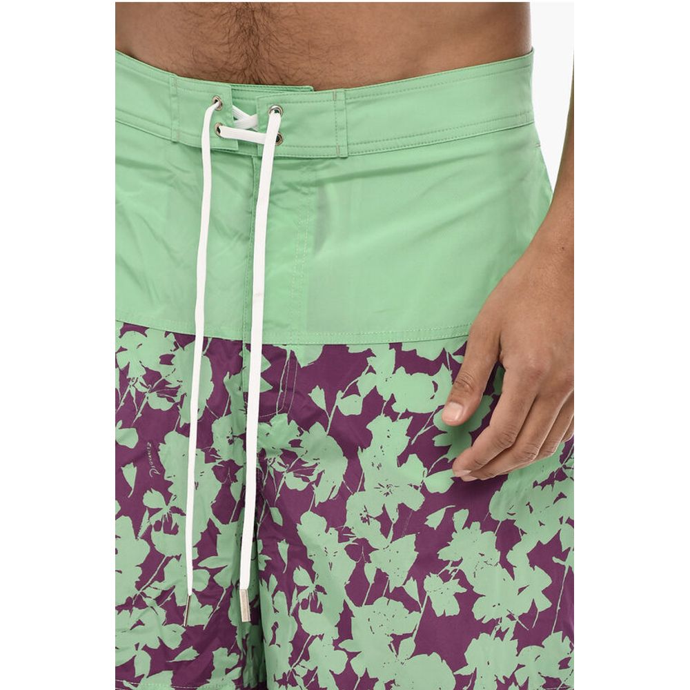 Dsquared² Extra-Long Swim Short with Floral Motif