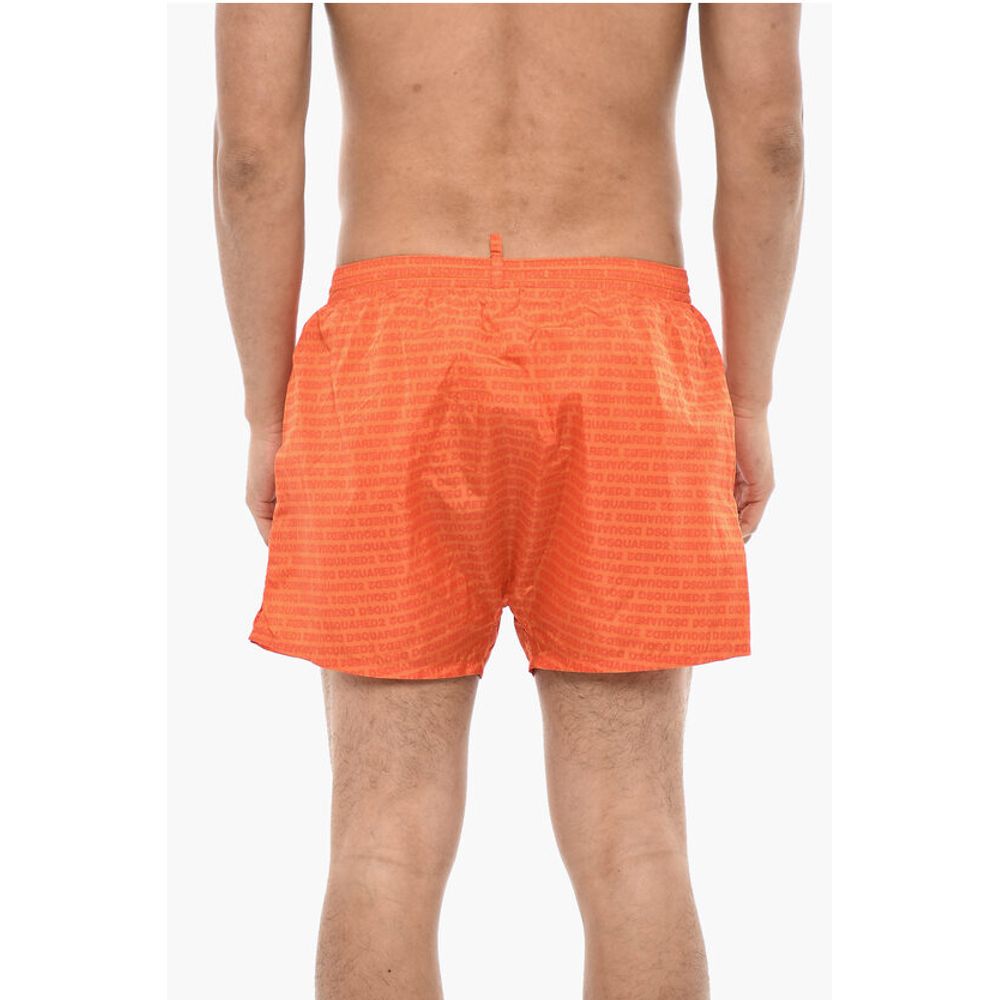 Dsquared² Boxer Swim Shorts With Allover Logo Print