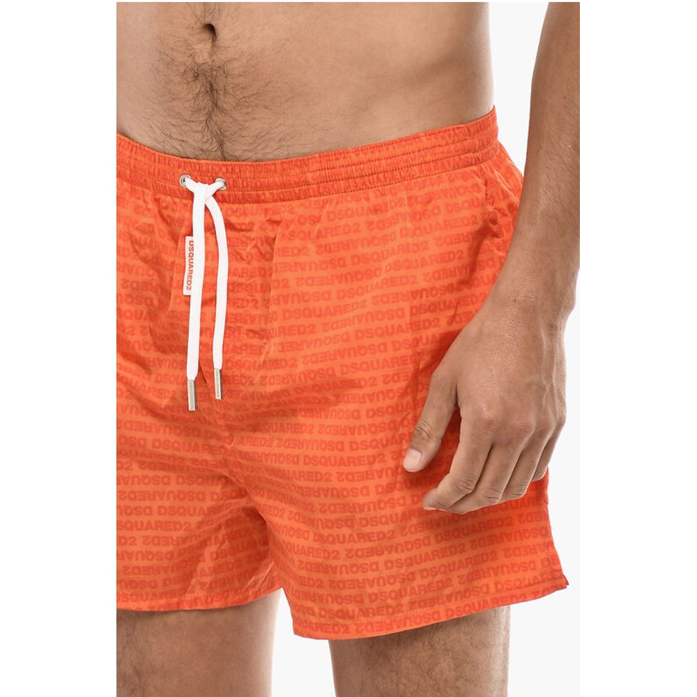 Dsquared² Boxer Swim Shorts With Allover Logo Print