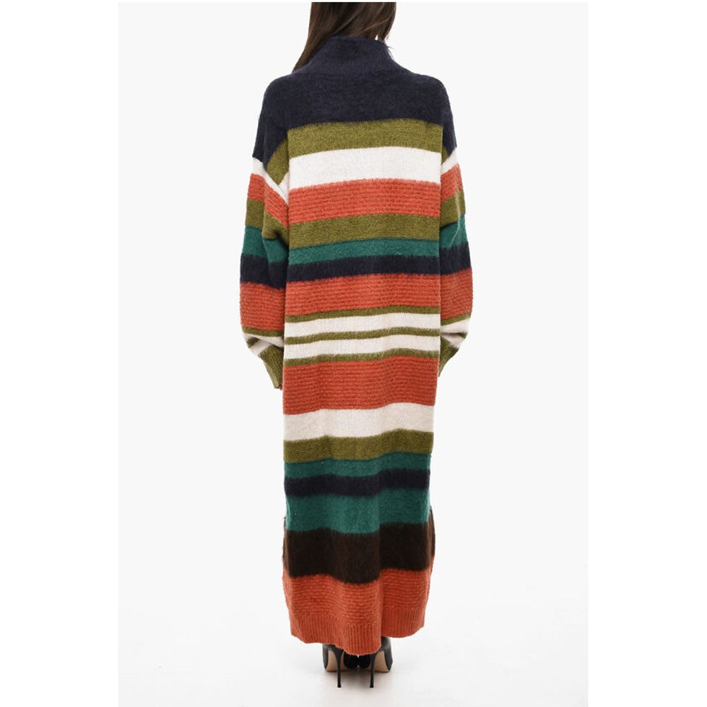 Dsquared² Striped Wool Blend Long Cardigan