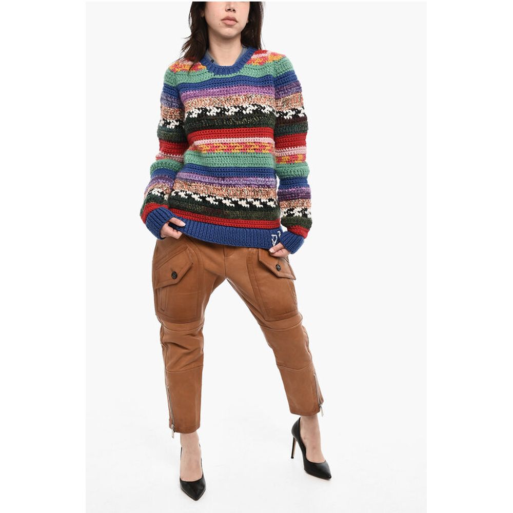 Dsquared² Multicolor Virgin Wool Blend Crew-neck Sweatshirt