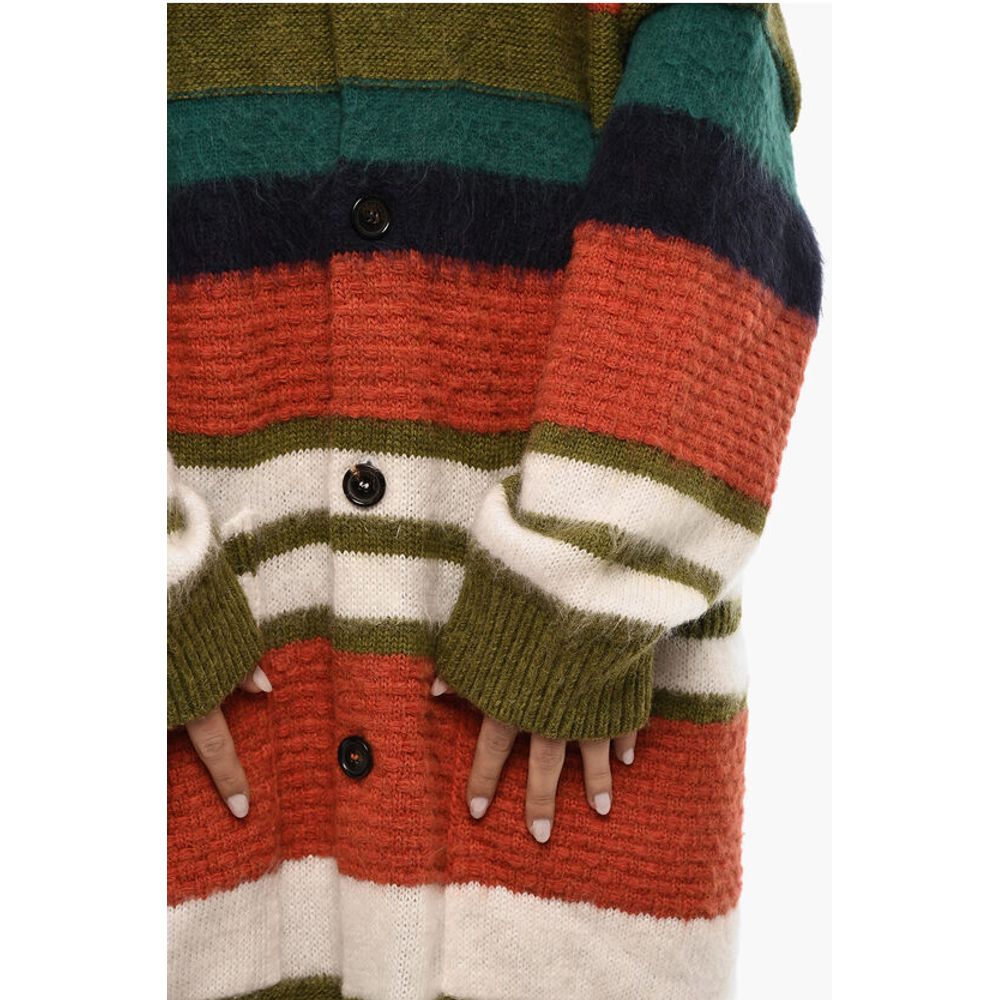 Dsquared² Striped Wool Blend Long Cardigan