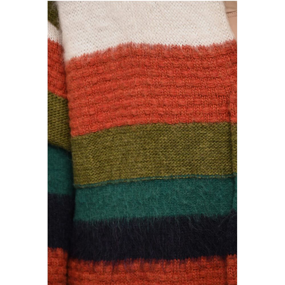 Dsquared² Striped Wool Blend Long Cardigan