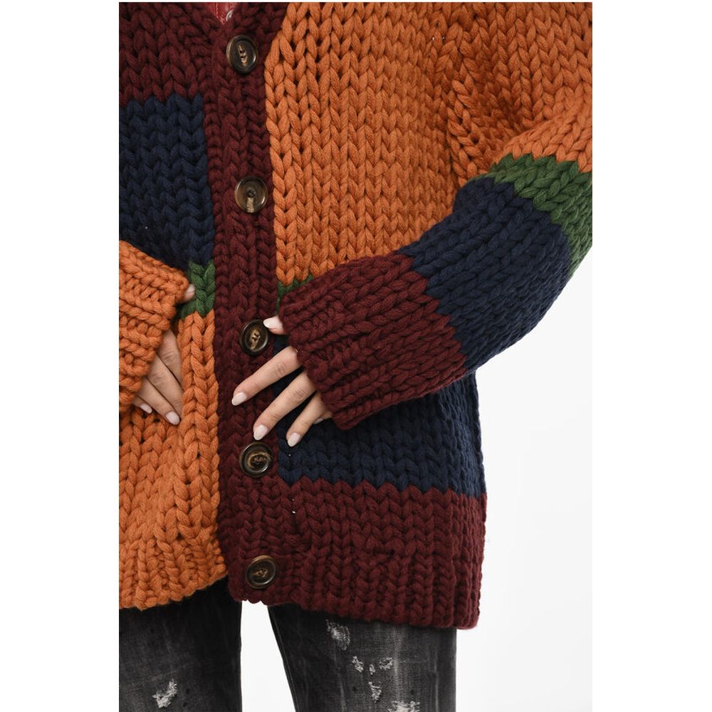 Dsquared² Cable Knit V-Neck Maxi Cardigan