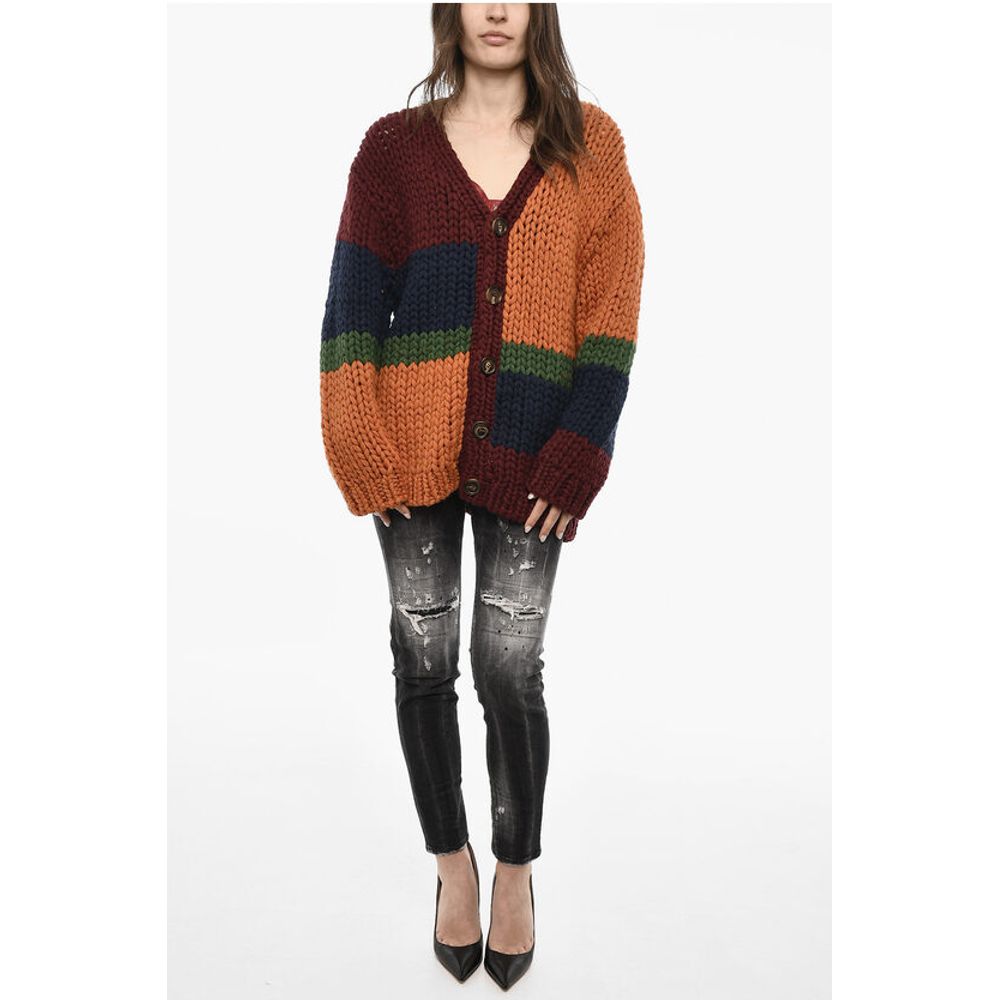 Dsquared² Cable Knit V-Neck Maxi Cardigan