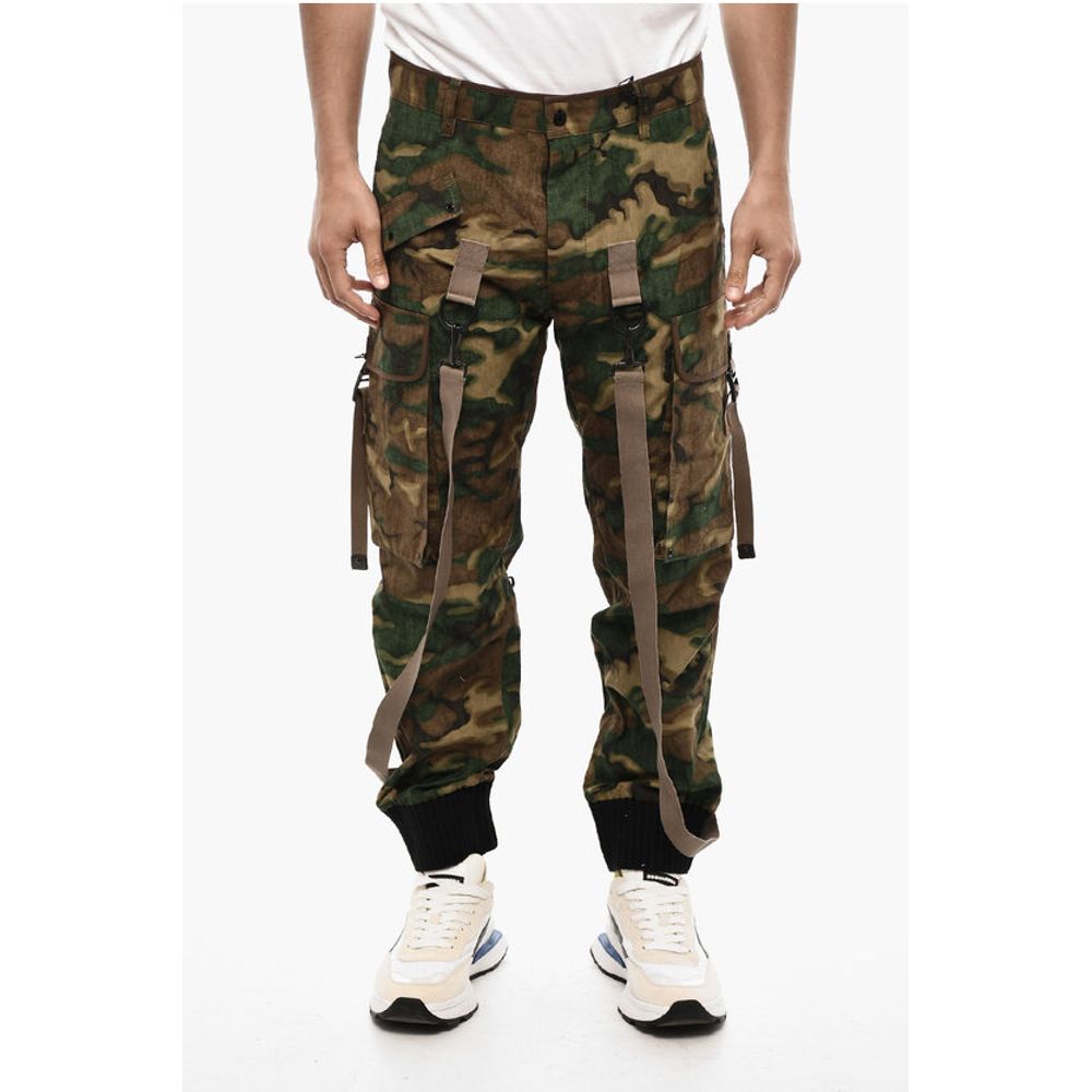 Dsquared² Camouflage Cargo Pants with Suspenders