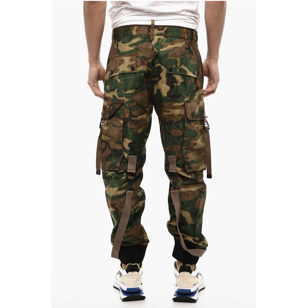 Dsquared² Camouflage Cargo Pants with Suspenders