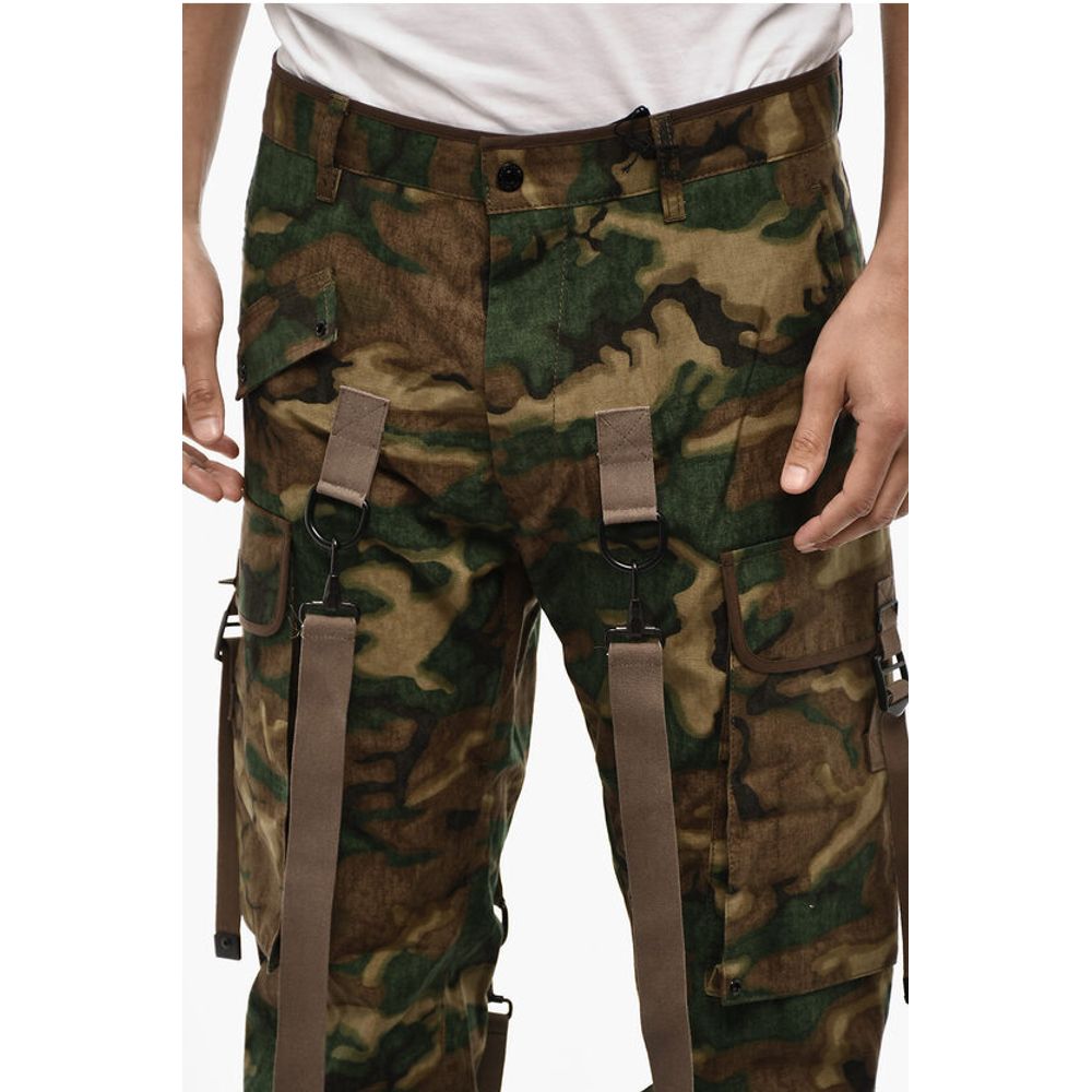 Dsquared² Camouflage Cargo Pants with Suspenders