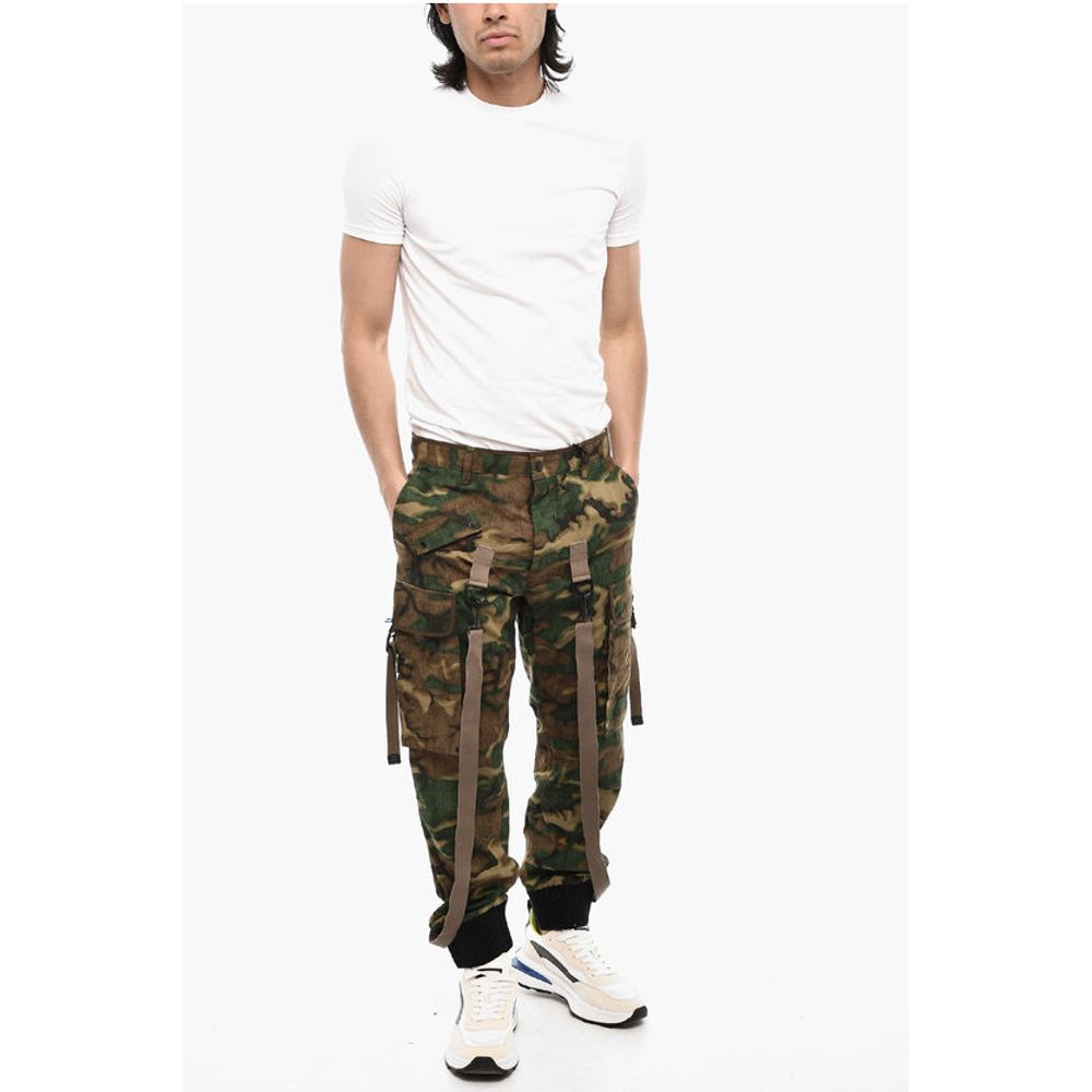 Dsquared² Camouflage Cargo Pants with Suspenders