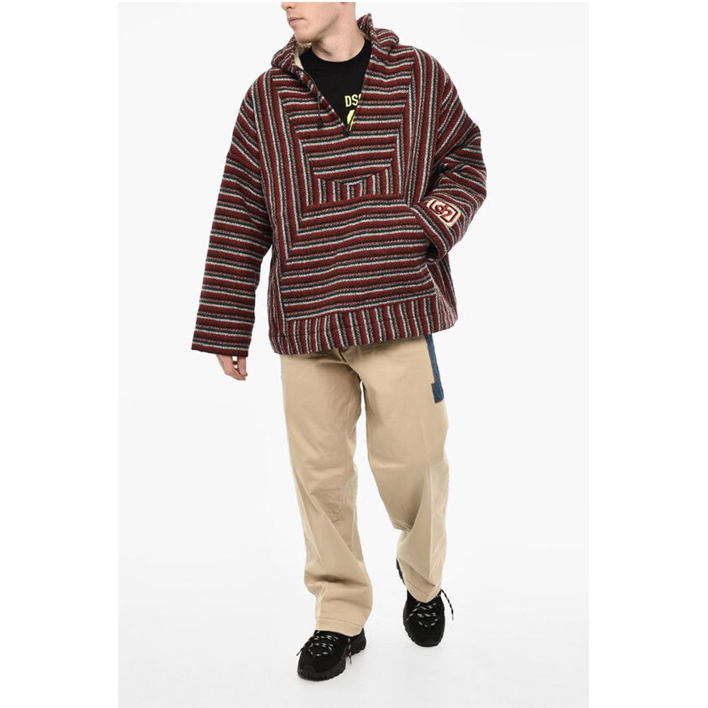 Dsquared² Hooded Padded Striped Wool Anorak
