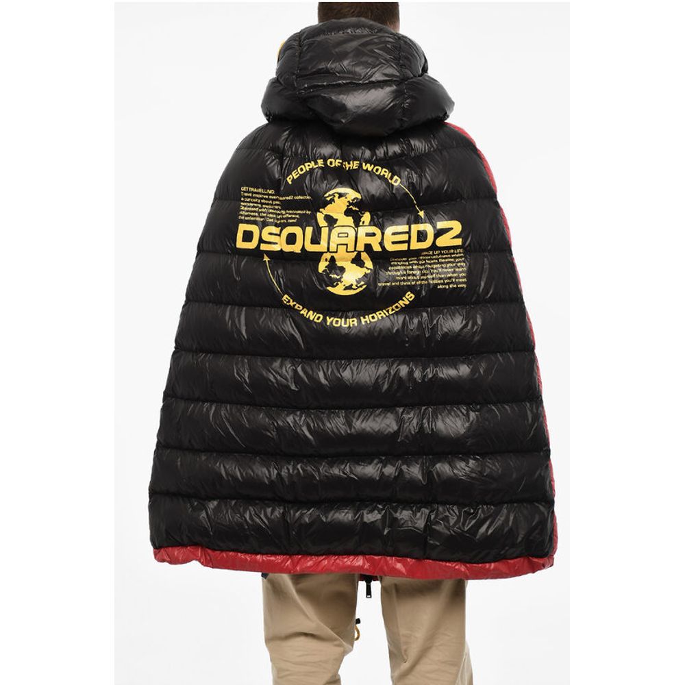Dsquared² Down Jacket Cape With Logo Print