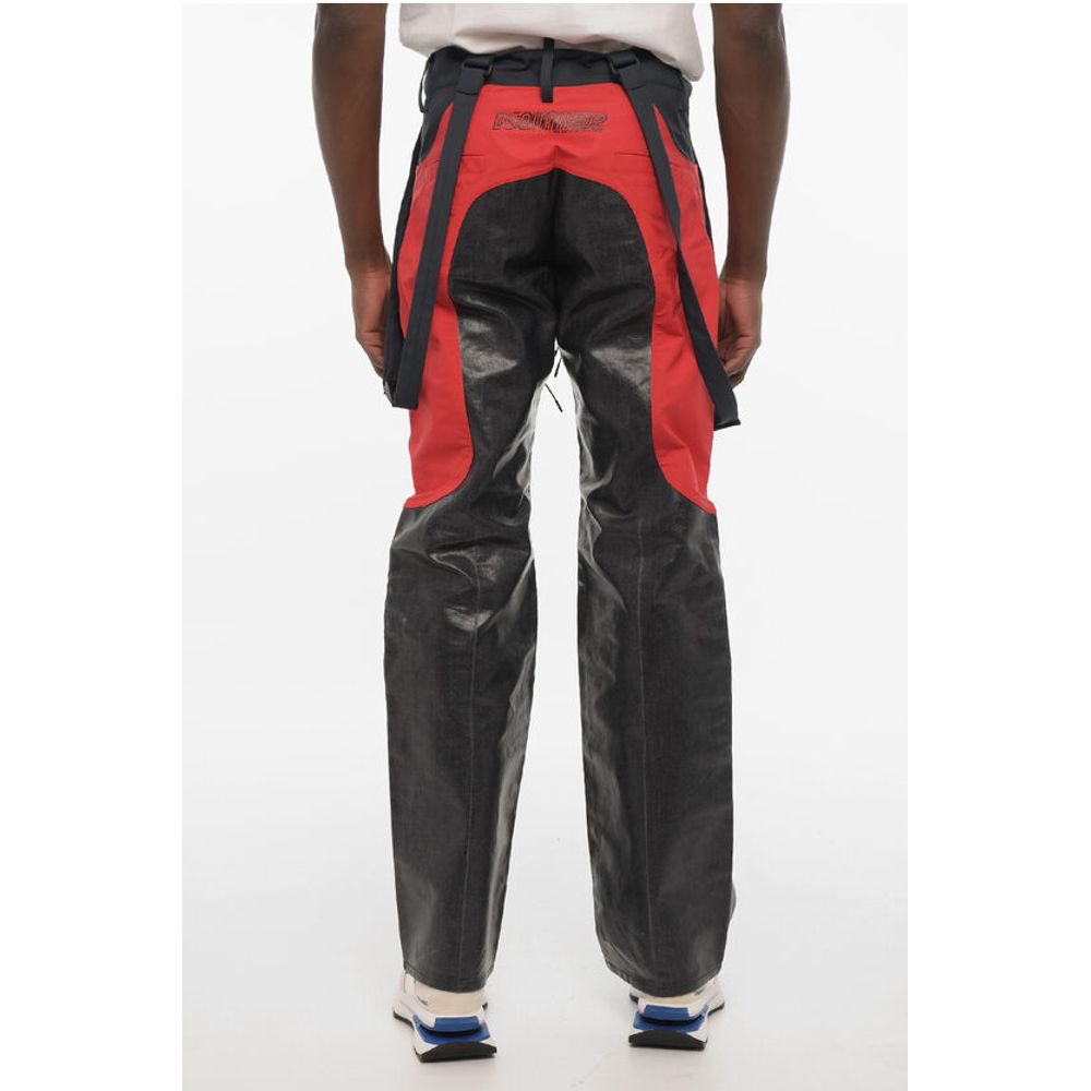 Dsquared² Coated Cotton Pants with Nylon Details and Suspenders