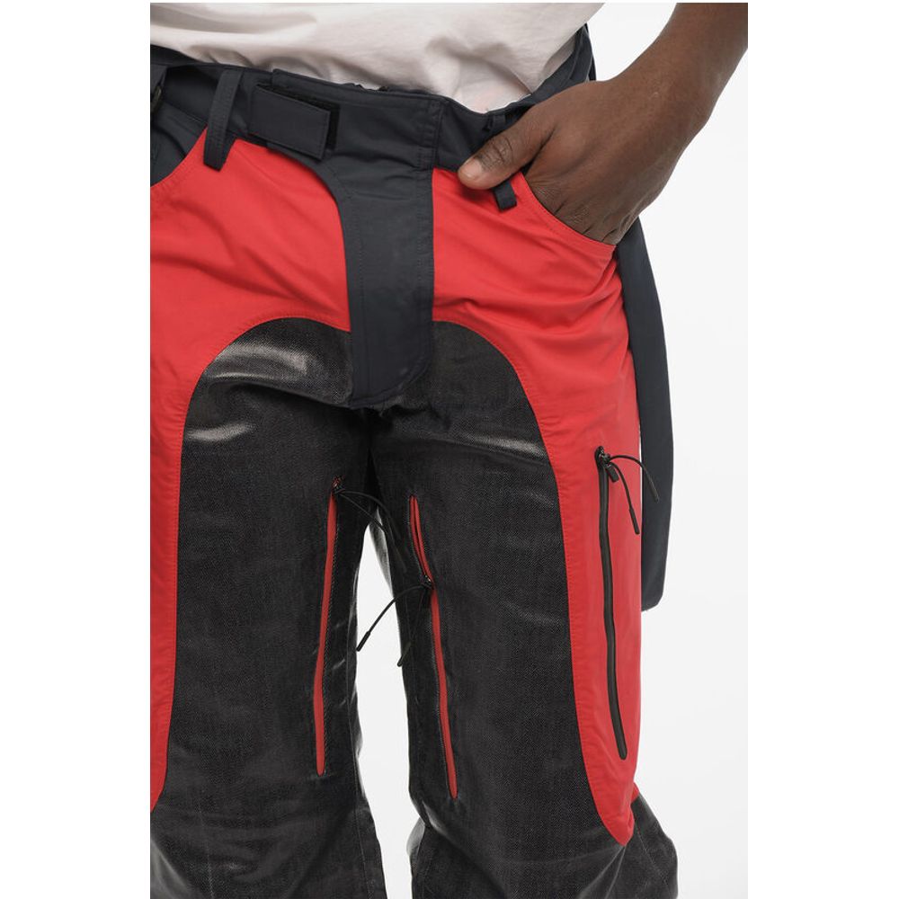 Dsquared² Coated Cotton Pants with Nylon Details and Suspenders