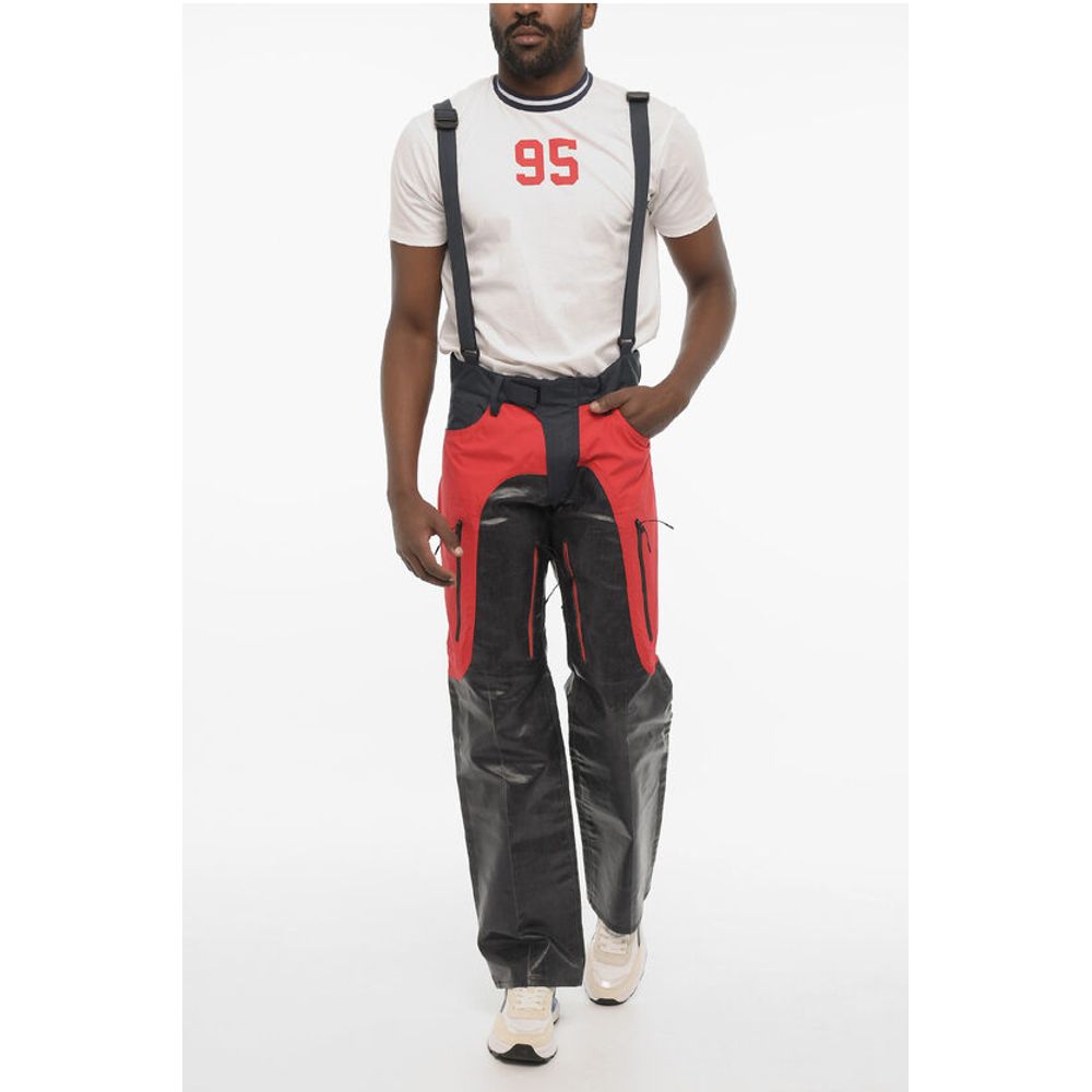 Dsquared² Coated Cotton Pants with Nylon Details and Suspenders