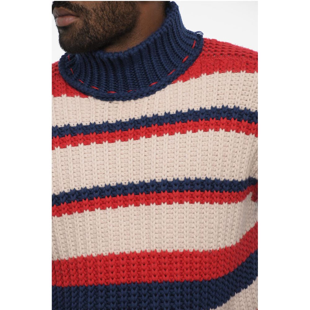 Dsquared² Tricolor Wool and Cashmere Turtleneck Sweater