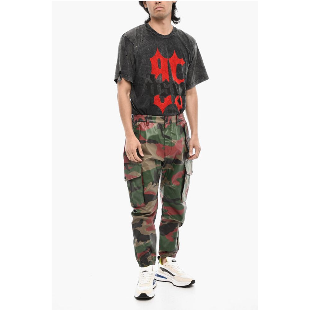 Dsquared² Coated Cotton Camouflage Cargo Pants
