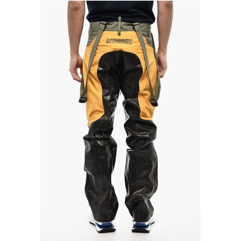 Dsquared² Coated Cotton Tricolor Casual Pants with Suspenders