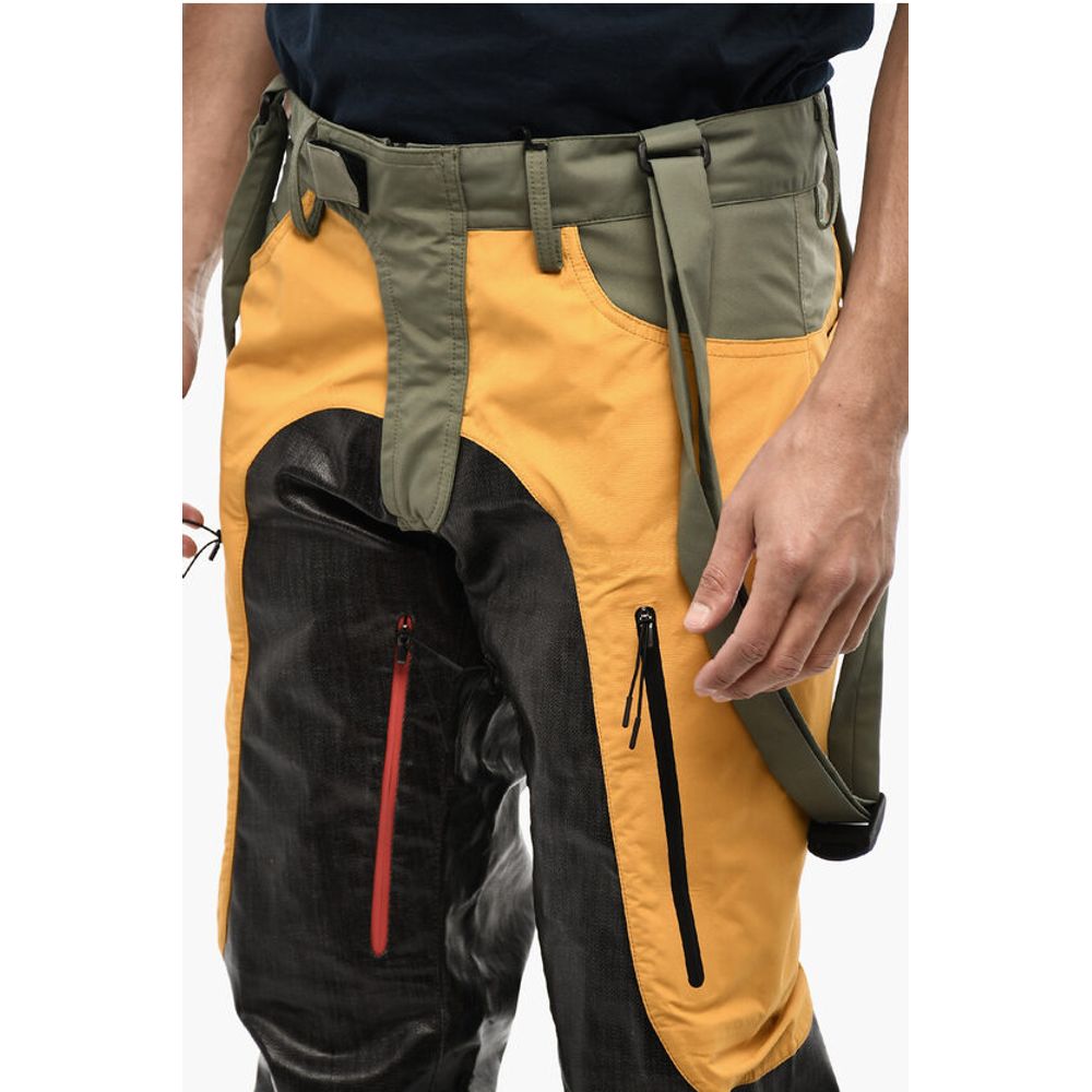 Dsquared² Coated Cotton Tricolor Casual Pants with Suspenders